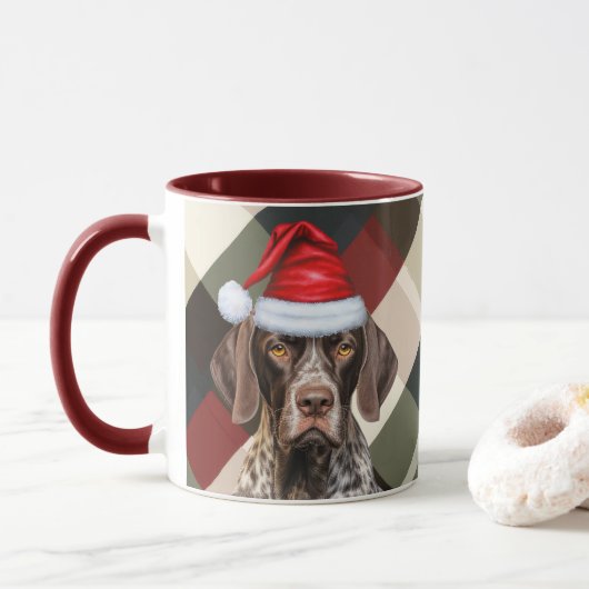 Dog Lover's Shorthair Pointer Holiday Plaid Mok (Met donut)