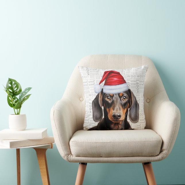 Dog Lover's Smooth Coat Dachshund Christmas Kussen (Stoel)