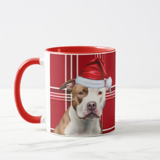 Dog Lover's Staffordshire Holiday Red Plaid Mok (Links)