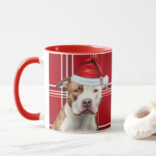 Dog Lover's Staffordshire Holiday Red Plaid Mok (Met donut)