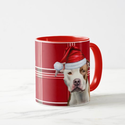 Dog Lover's Staffordshire Holiday Red Plaid Mok (Voorkant rechts)