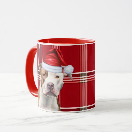 Dog Lover's Staffordshire Holiday Red Plaid Mok (Voorkant links)