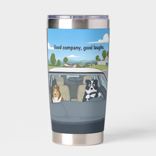 Dog lovers water bottle, Sheltie & border collie Geïsoleerde Drinkbeker (Achterkant)