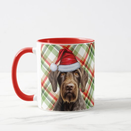 Dog Lover's Wirehair Pointer Holiday Red Plaid Mok (Links)