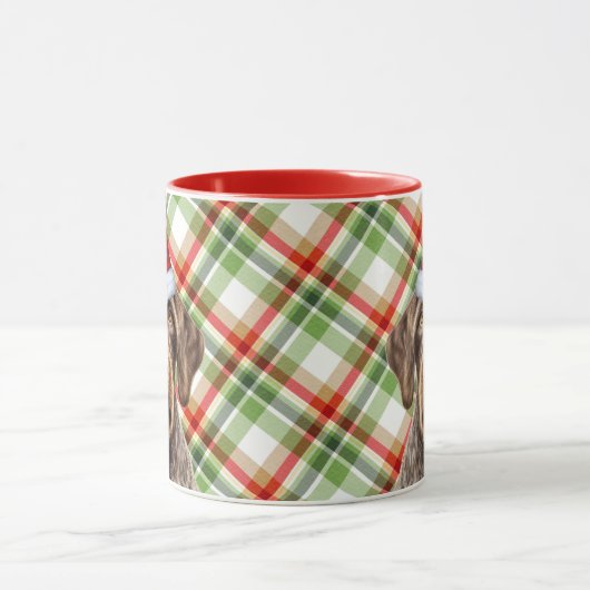 Dog Lover's Wirehair Pointer Holiday Red Plaid Mok (Midden)