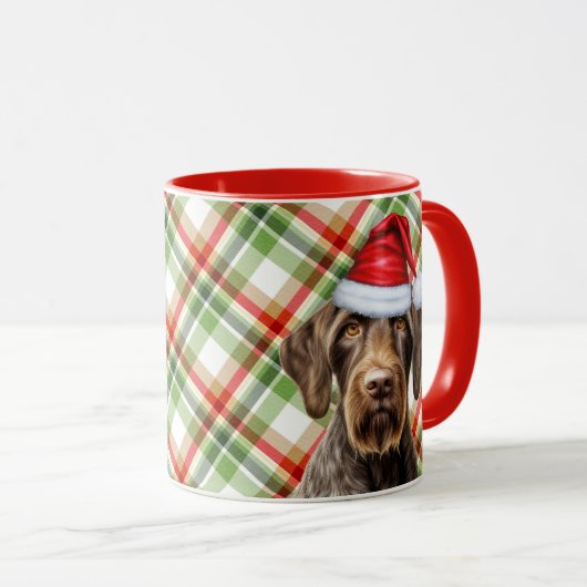 Dog Lover's Wirehair Pointer Holiday Red Plaid Mok (Voorkant rechts)