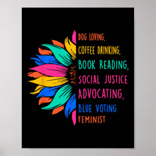 Dog Loving Coffee Drink boek lezen Social Jus Poster