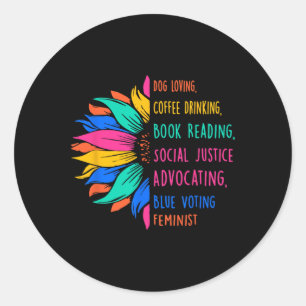 Dog Loving Coffee Drink boek lezen Social Jus Ronde Sticker