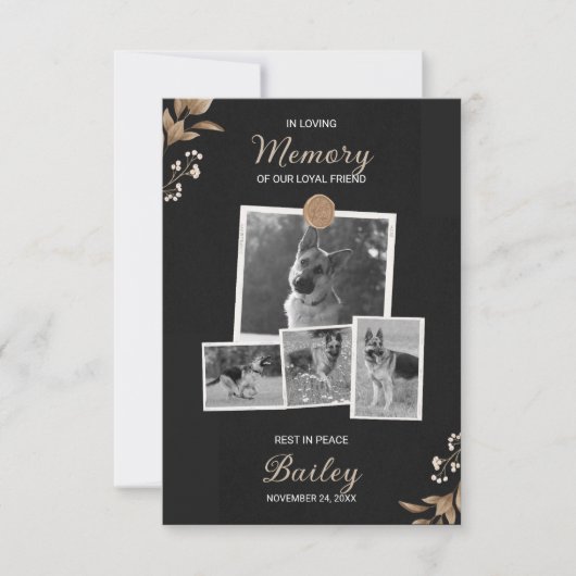 Dog Loving Memory begrafenis Bedankkaart (Voorkant)