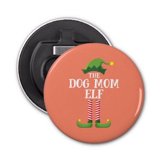 Dog Ma Elf Matching Family Group kerstparty Button Flesopener (Voorkant)