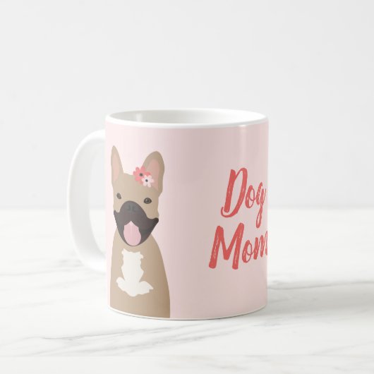Dog Ma French Bulldogs Smiling Flowers Pink Koffiemok (Voorkant links)