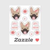 Dog Ma French Bulldogs Smiling Flowers Pink Sticker (Vel)