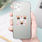 Dog Ma French Bulldogs Smiling Flowers Pink Sticker (Telefoon)