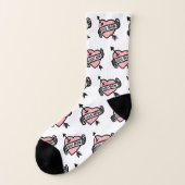Dog Ma Heart Tattoo Pattern Roze Sokken (Links - buitenkant)