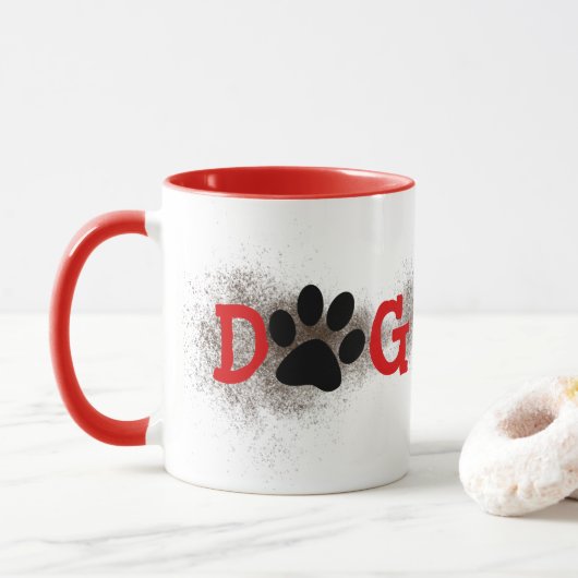 Dog Ma Pawprints met Dirt Mok (Met donut)