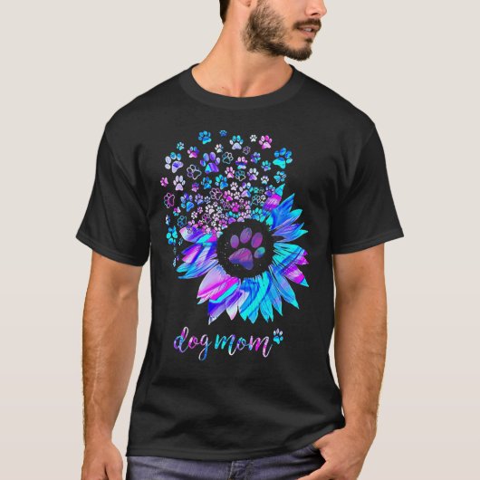 Dog Ma Sunflower Dog Paw Hologram T-Shirt (Voorkant)