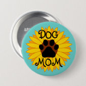 Dog Ma Sunflower Paw Print Button Alle grootten (Voorkant /achterkant)