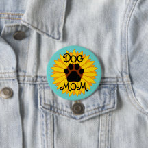 Dog Ma Sunflower Paw Print Button Alle grootten