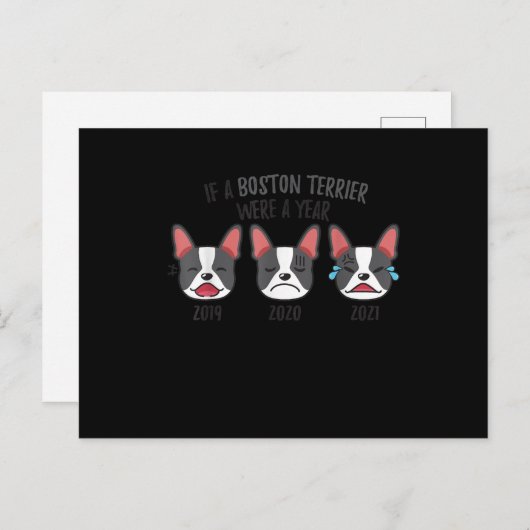 Dog maakt zich gek als een Boston Terrier een jaar Aankondigingskaart (Voorkant / Achterkant)