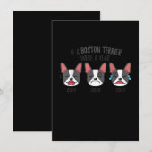 Dog maakt zich gek als een Boston Terrier een jaar Bedankkaart (Voorkant / Achterkant)