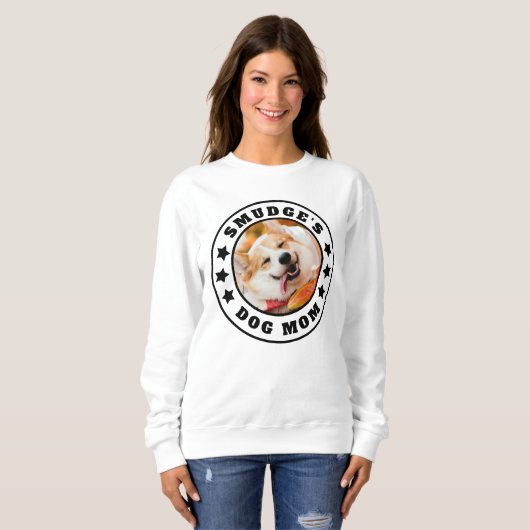 Dog Mam Aangepaste foto en naam Sweatshirt (Voorkant volledig)