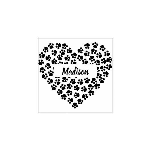 Dog mam Aangepaste naam Hart Wood Pauw Afdrukken Rubberstempel (Afrduk)