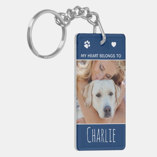 Dog mam Blue Foto Sleutelhanger (Voorkant Links)