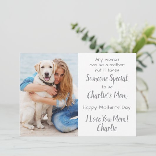 Dog mam Custom Pet Photo Moederdag Feestdagenkaart (Staand voorkant)