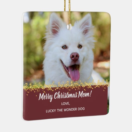 Dog Mam Dog Pap Pet Kerstfeestdag Foto Keramisch Ornament (Rechts)