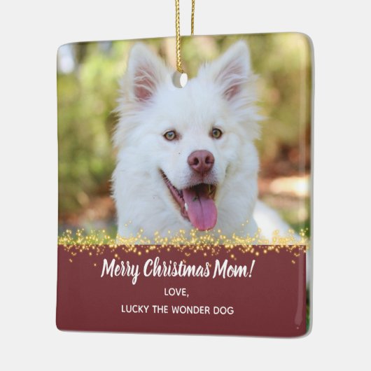 Dog Mam Dog Pap Pet Kerstfeestdag Foto Keramisch Ornament (Links)