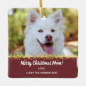 Dog Mam Dog Pap Pet Kerstfeestdag Foto Keramisch Ornament (Voorkant)