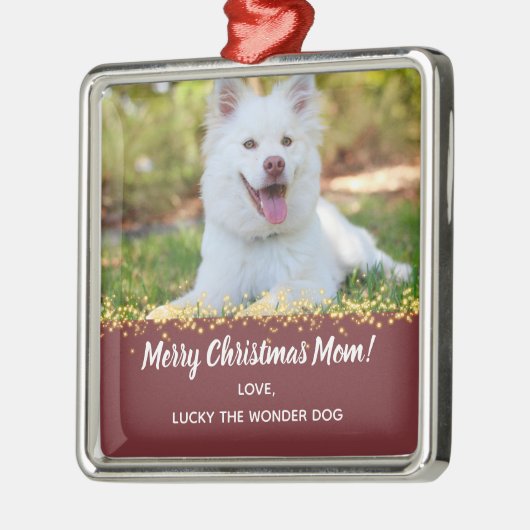 Dog Mam Dog Pap Pet Kerstfeestdag Foto Metalen Ornament (Links)
