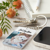 Dog mam Foto zwarte tekst Sleutelhanger (Voorkant Rechts)