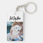 Dog mam Foto zwarte tekst Sleutelhanger (achterkant)