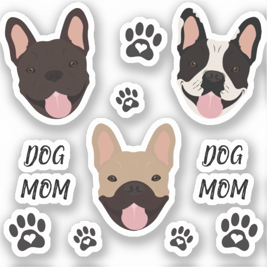 Dog mam French Bulldogs Paw Print Sticker (Voorkant)