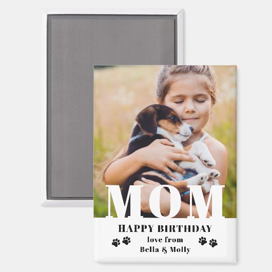 Dog mam Happy Birthday Modern Persoonlijke foto Magneet (Voorkant / Achterkant)