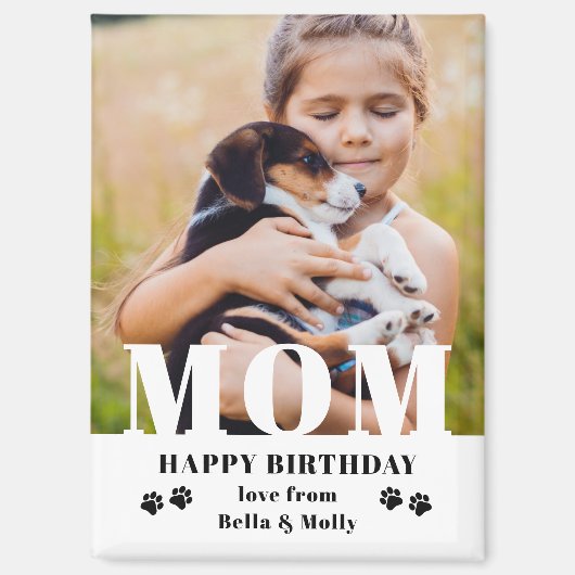 Dog mam Happy Birthday Modern Persoonlijke foto Magneet (Voorkant)