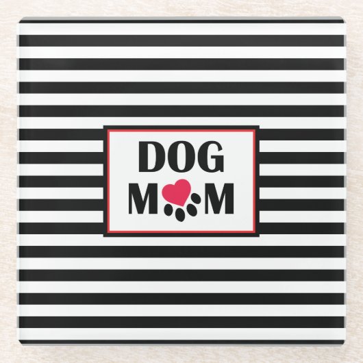 Dog mam Heart Paw Stripe Onderzetter (Voorkant)