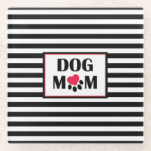Dog mam Heart Paw Stripe Onderzetter