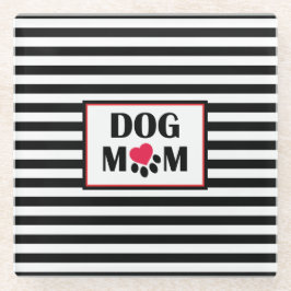 Dog mam Heart Paw Stripe Onderzetter Glazen Onderzetter