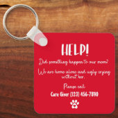 Dog mam Help huisdier alleen noodgeval op maat Sleutelhanger (Voorkant)