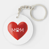 Dog Mam, kat mam met Paw op hart Sleutelhanger (Achterkant)
