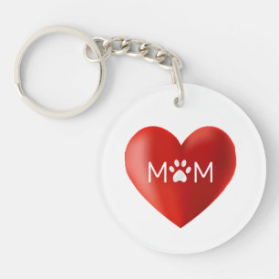 Dog Mam, kat mam met Paw op hart Sleutelhanger