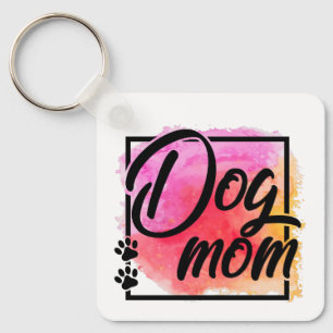 Dog mam kleurrijke fotonaam sleutelhanger