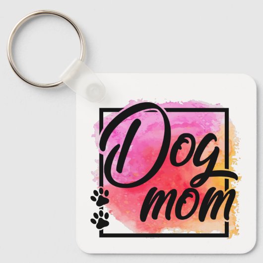 Dog mam kleurrijke fotonaam sleutelhanger (Voorkant)