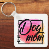 Dog mam kleurrijke fotonaam sleutelhanger (Voorkant)