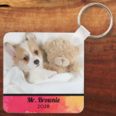 Dog mam kleurrijke fotonaam sleutelhanger (Achterkant)
