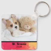 Dog mam kleurrijke fotonaam sleutelhanger (Achterkant)