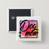 Dog mam kleurrijke schattige pootafdrukken vierkante button 5,1 cm (Voorkant /achterkant)