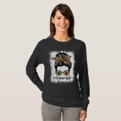 Dog Mam Life Messy Bun Leopard Print Funny Dog Lov T-shirt (Voorkant volledig)